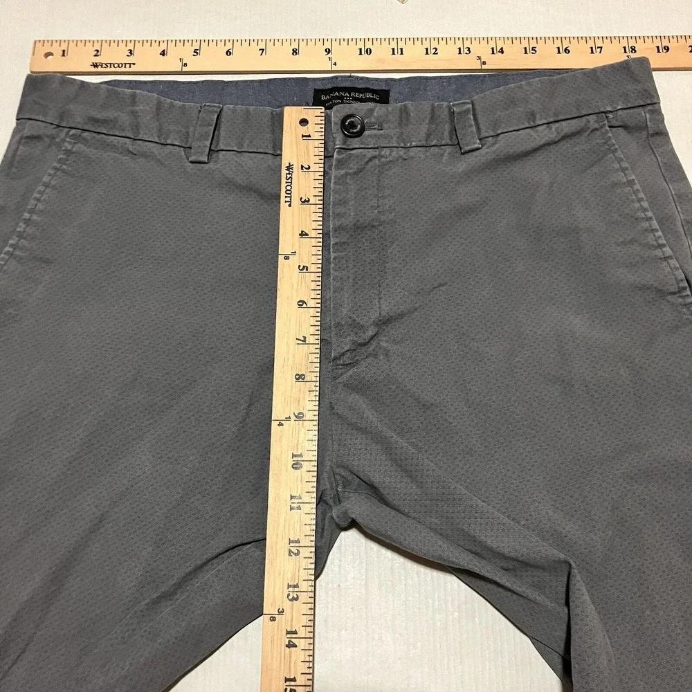 Banana Republic Fulton Pants Mens 36x32 Gray Stretch Skinny Chino Classic Cotton